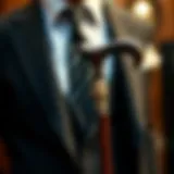 An Elegant Cane in Fashion Elegant cane displayed against a backdrop of tailored attire
