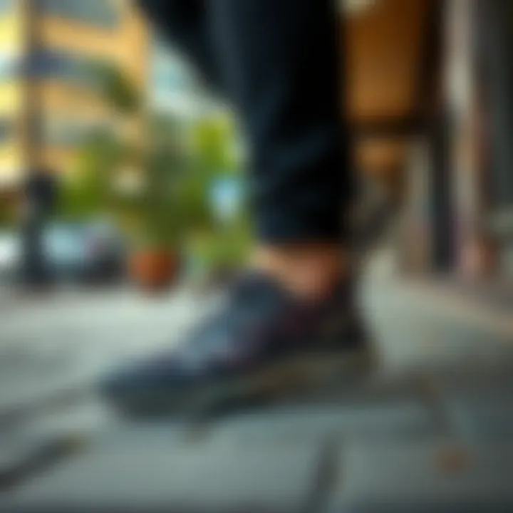 Lifestyle shot of Merrell non-slip shoes in an urban environment