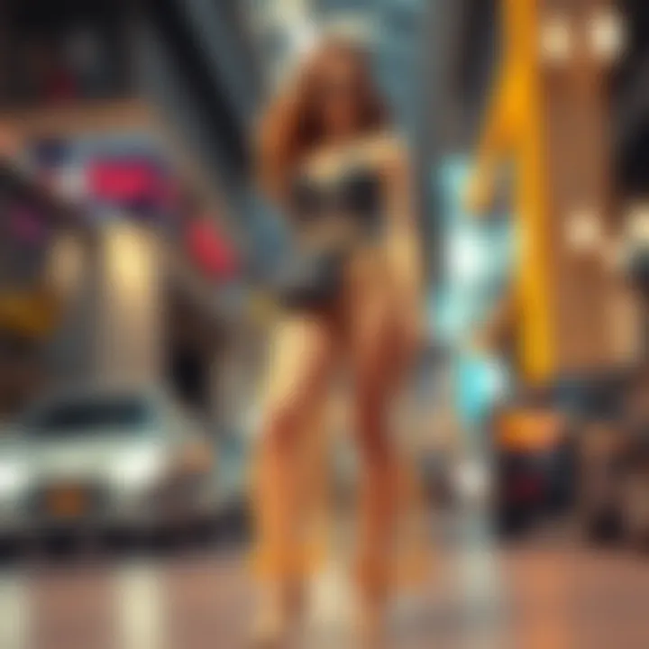 Fashionable ensemble featuring mesh pants