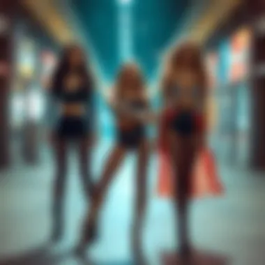 Diverse styling options for rhinestone mesh pants