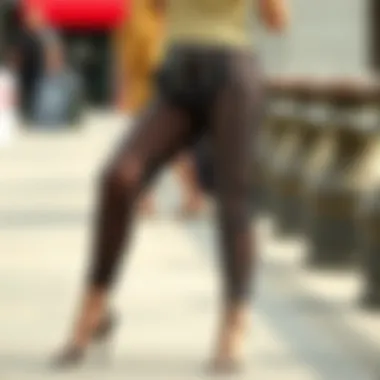 Stylish mesh pants with rhinestone embellishments