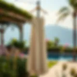 Elegant midi dress showcasing spaghetti straps in a serene outdoor setting