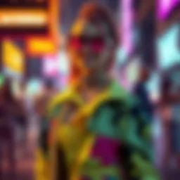 A vibrant neon outfit showcasing a mix of colors and unique patterns.