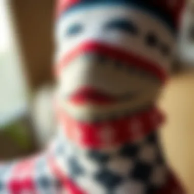 Close-up of custom face socks highlighting intricate details