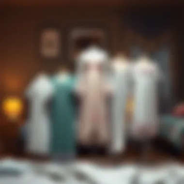 Artistic representation of nightgown design evolution