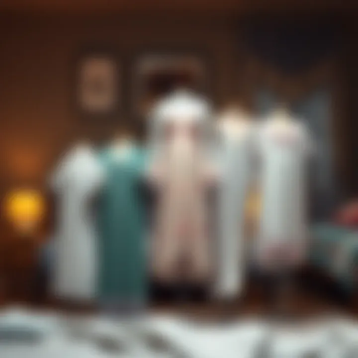Artistic representation of nightgown design evolution