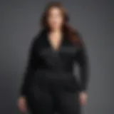 Elegant plus size black jumpsuit highlighting design details