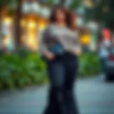 Stylish plus size flare capris paired with a trendy top