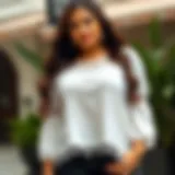 Elegant plus size white summer top with lace detailing