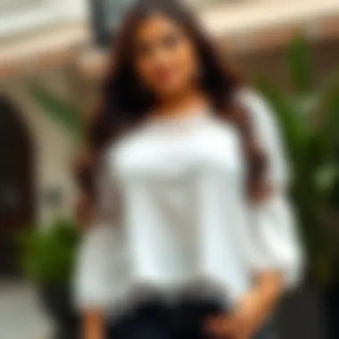 Elegant plus size white summer top with lace detailing