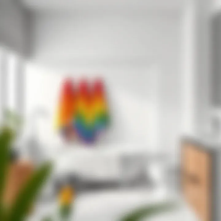 Vibrant Rainbow Towels in Modern Bathroom Vibrant rainbow towels hanging in a modern bathroom setting