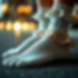 A close-up view of ruffle hem socks showcasing intricate designs and textures