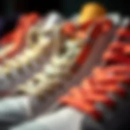 A vibrant selection of sneaker laces showcasing different colors and patterns.