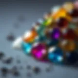 Close-up of chakra bracelets showcasing colorful gemstones