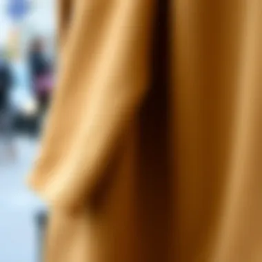 Close-up of fabric textures used in spring cape coats