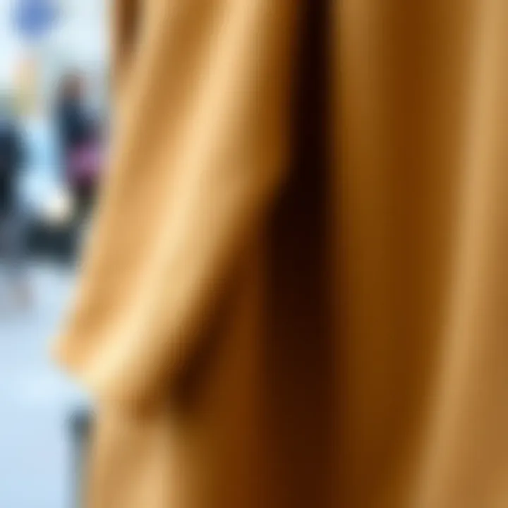 Close-up of fabric textures used in spring cape coats