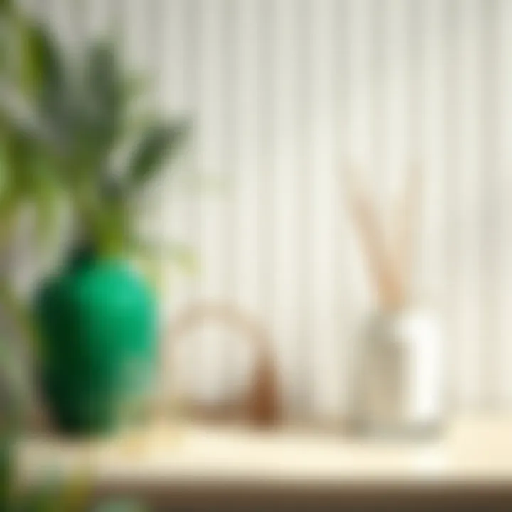 DIY project showcasing striped contact paper on home decor items