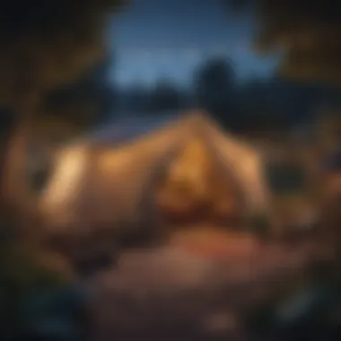 Cozy Outdoor Ambiance with Tent Fairy Lights Glowing tent fairy lights illuminating a cozy outdoor space