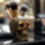 Elegant skull makeup brush holder showcasing intricate design details