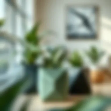 Triangular flower pots integrated into modern home decor