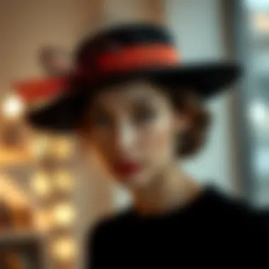 An elegant small hat adorned with a delicate veil