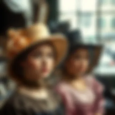 A vintage photograph showcasing historical small hats with veils