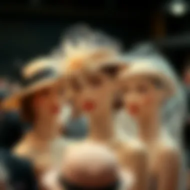 An artistic display of various styles of small hats with veils