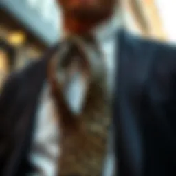 A stylish leopard print tie elegantly draped over a classic suit