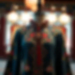 Elegant display of a traditional Chinese collar dress showcasing intricate embroidery