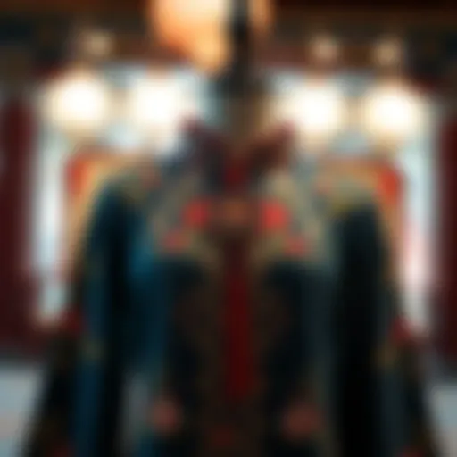 Elegant display of a traditional Chinese collar dress showcasing intricate embroidery