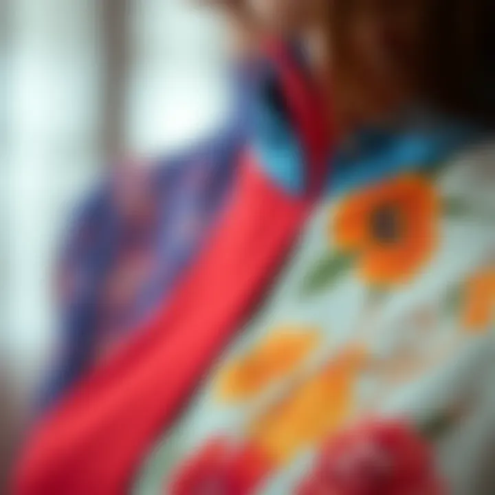 Close-up of fabric choices highlighting textures and colors used in Chinese collar dresses
