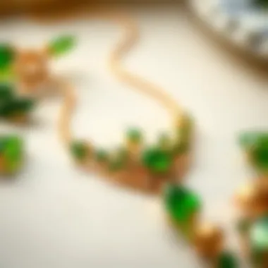 Stunning green and gold jewelry set displayed elegantly on a soft background