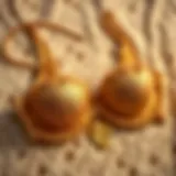 Luxurious gold lingerie set on a delicate lace background