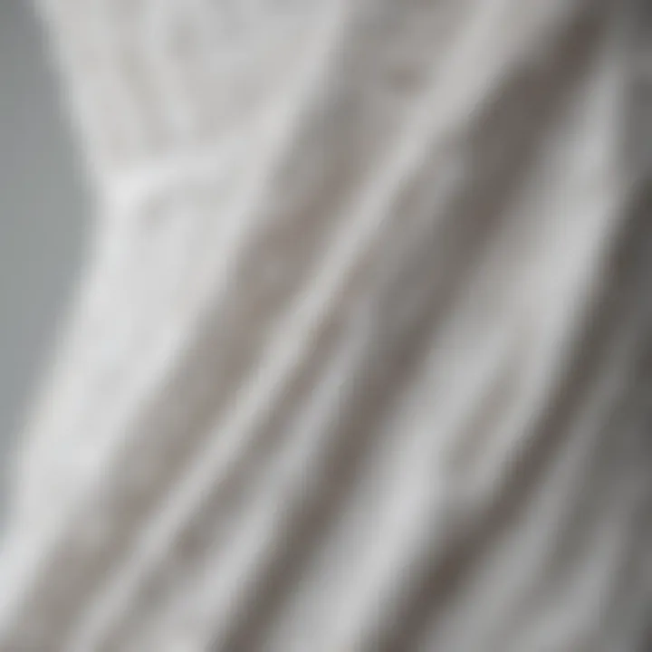 Close-up of fabric texture of a white dress