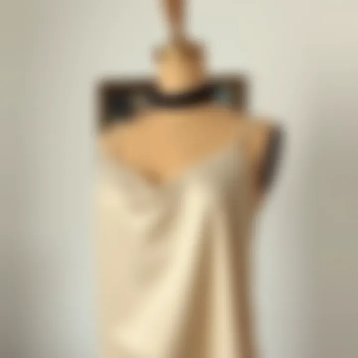 Elegant camisole draped on a vintage mannequin