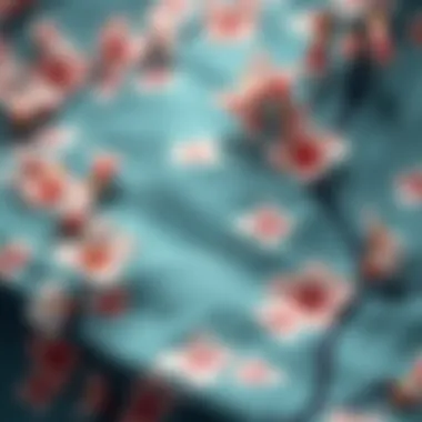 Intricate Fabric Craftsmanship Close-up of cherry blossom fabric texture