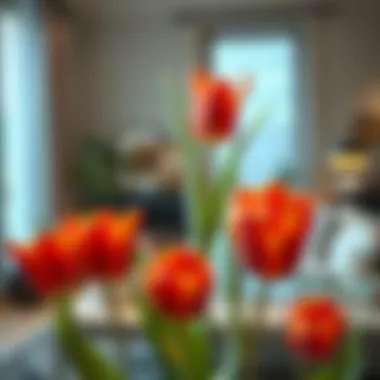 Elegant Home Decor with Tulip Fake Flowers Elegant home decor featuring tulip fake flowers in a modern setting
