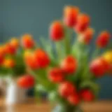 Vibrant display of tulip fake flowers in a stylish vase