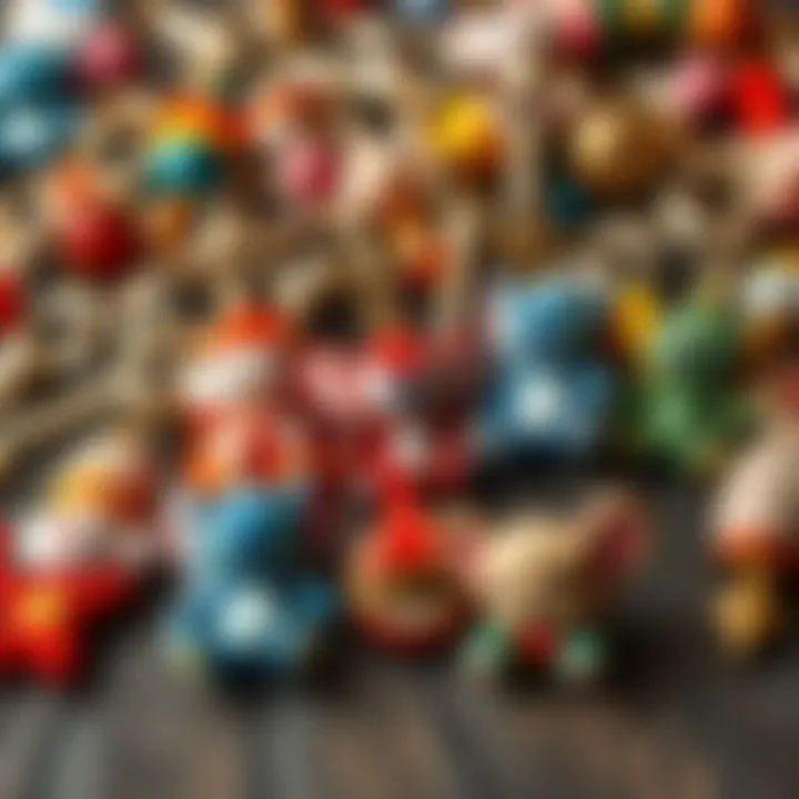 A collection of angel stitch keychains arranged aesthetically, highlighting various styles and cultural motifs.