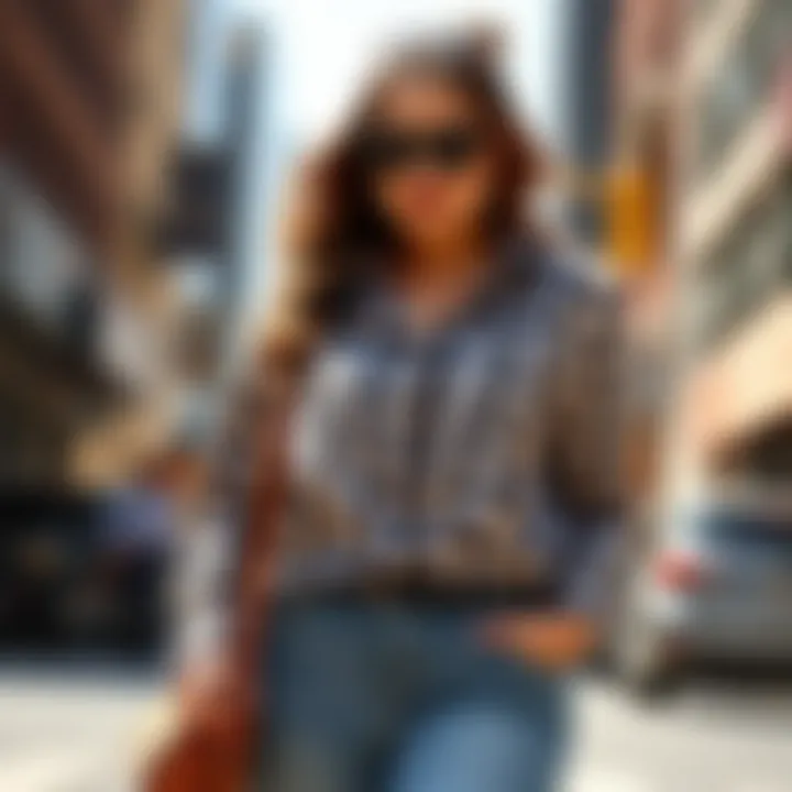 Stylish plus size gingham shirt paired with trendy accessories