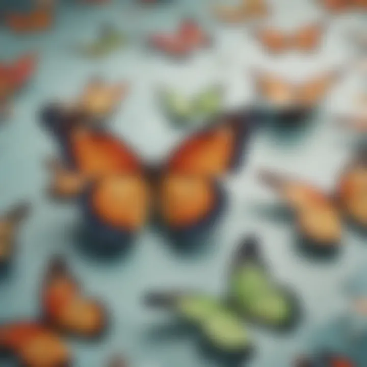 Eco-friendly butterfly wrapping paper options displayed