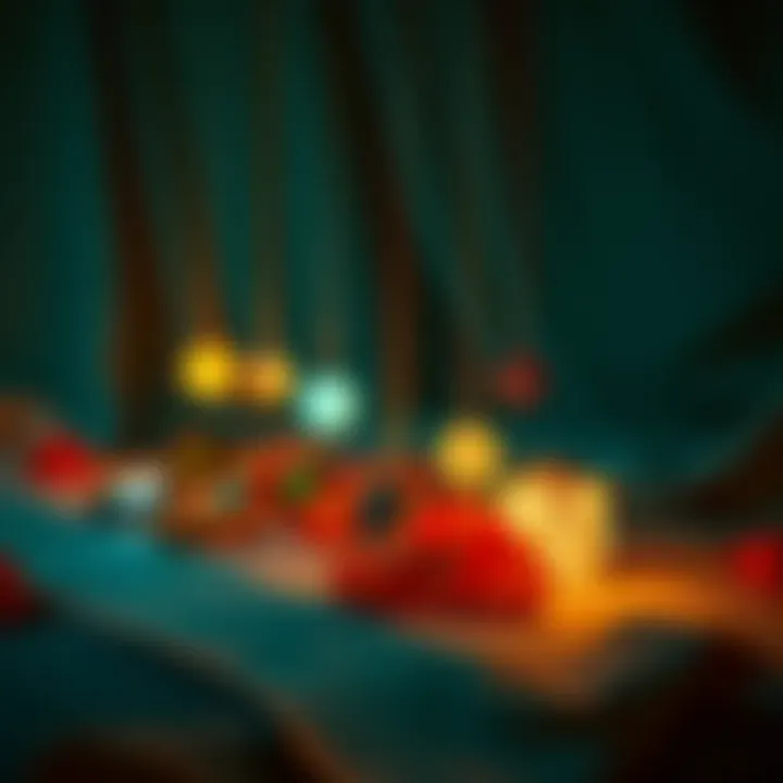 An artistic arrangement of various projection necklaces displayed on elegant fabric