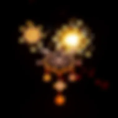 A close-up view of a projection necklace showcasing intricate designs and light effects