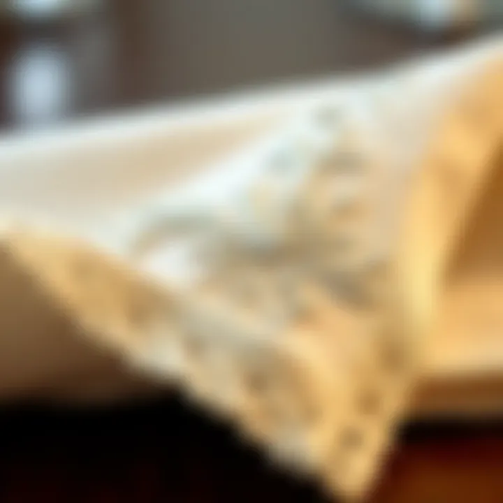Close-up of intricate snowflake napkin design showcasing craftsmanship