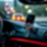 Sleek bling phone holder in a car interior