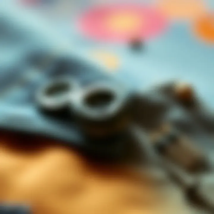 Close-up view of button nail applications in fabric