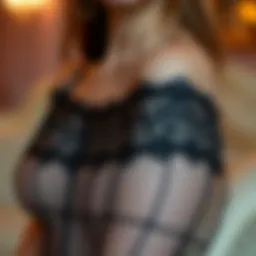 Elegant mesh babydoll showcasing intricate lace details