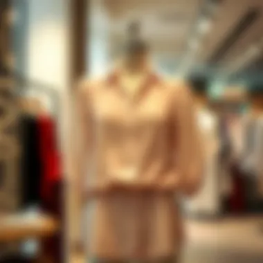A stylish chiffon tunic blouse displayed on a mannequin in a boutique setting, showcasing its elegant design.