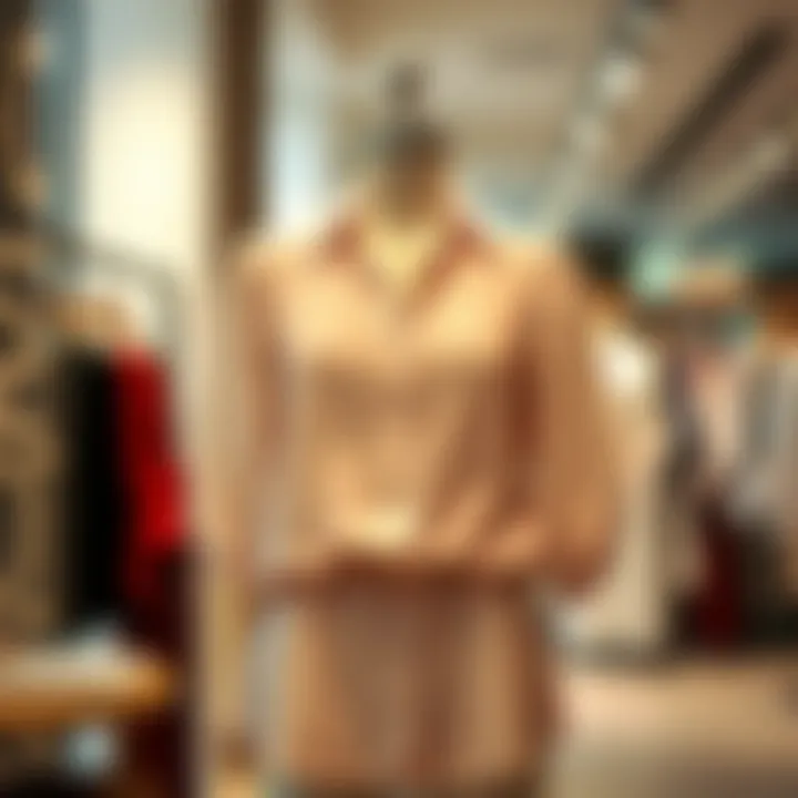 A stylish chiffon tunic blouse displayed on a mannequin in a boutique setting, showcasing its elegant design.