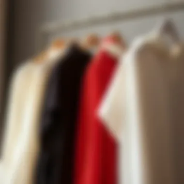 A chic arrangement of chiffon tunic blouses in various colors and styles, reflecting their versatility.